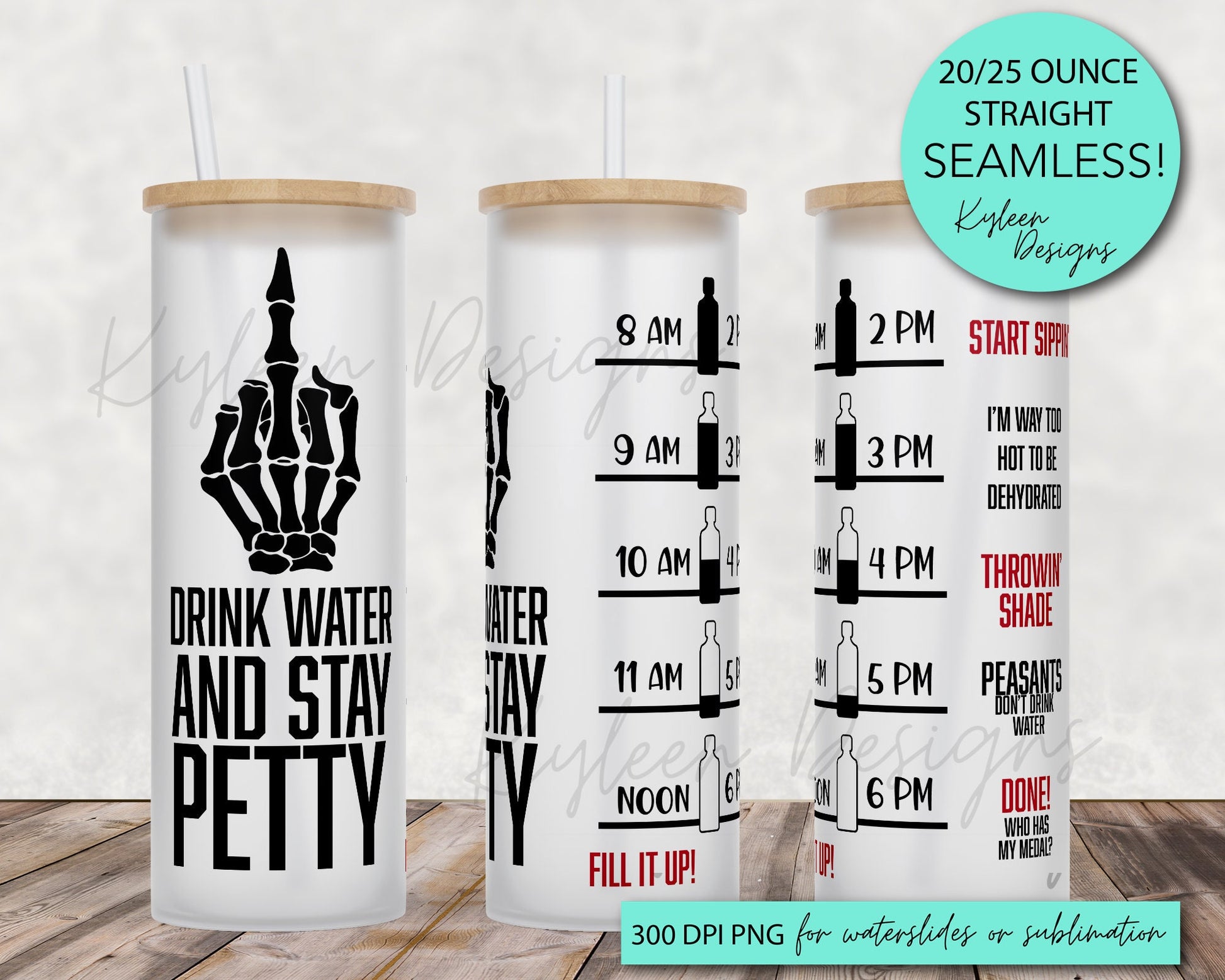 3 25oz Frosted Glass Tumblers Mockup for Sublimation